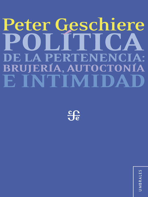 Cover image for Política de la pertenencia